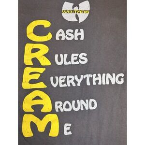Wu-Tang Clan C.R.E.A.M. Hip Hop Rap T-Shirt Men's Medium Gray Officially Branded